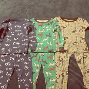 3 pairs Carter's long sleeve pajamas